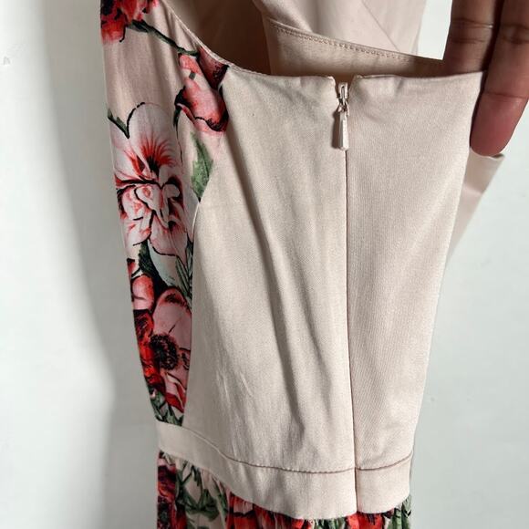 Adrianna Papell Pink Fit & Flare Dress 14 Floral Butterfly Cocktail Party - Picture 6 of 9